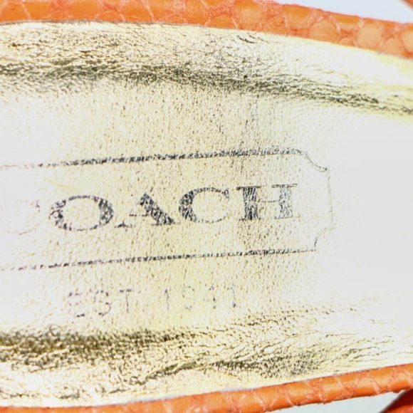 sz 8.5 NEW COACH orange PYTHON snakeskin strappy - Picture 4 of 5
